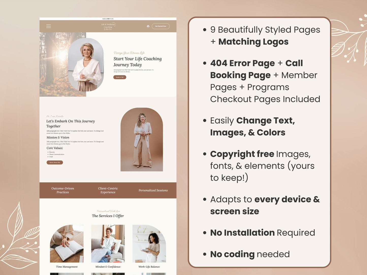 Coach Wix Website Template (Brown)